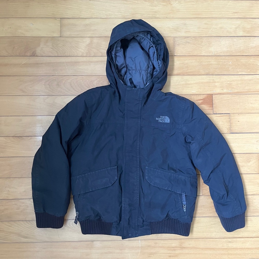 The North Face HyVent 550 Down Hooded Bomber Jacket Black Toddler 6 Coat